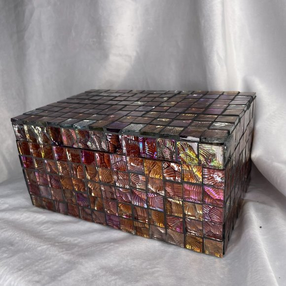 Vintage IMAX Orchid Mosaic Boxes - Set of 2 - Picture 3 of 16